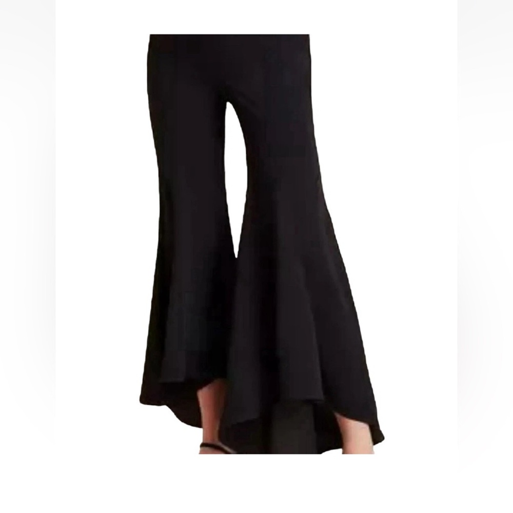 NWT Anthropologie Tulip Hem Black Flare Pants